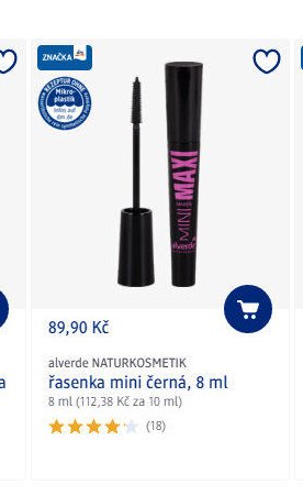 alverde NATURKOSMETIK řasenka mini černá, 8 ml