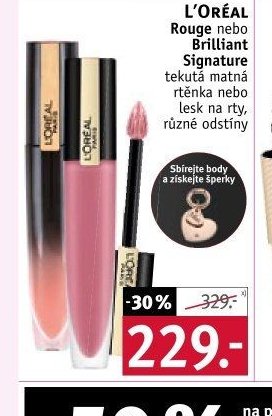 L'Oréal Rouge nebo Brilliant Signature tekutá matná rtěnka nebo lesk na rty