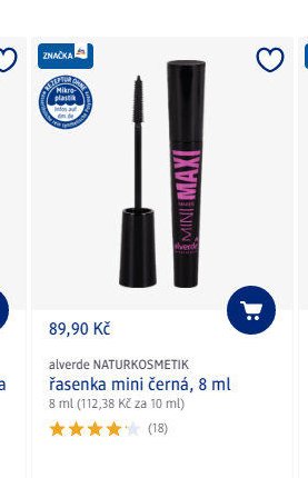 alverde NATURKOSMETIK řasenka mini černá, 8 ml