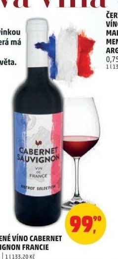 Červené víno Cabernet Sauvignon Francie