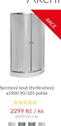 Sprchový kout čtvrtkruhový a1900 90/185 potisk