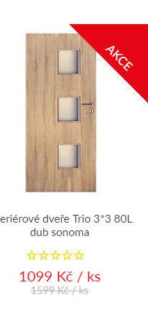 Interiérové dveře Trio 3*3 80L dub sonoma