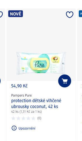 Pampers Pure protection dětské vlhčené ubrousky coconut, 42 ks