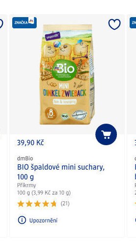 dmBio špaldové mini suchary, 100 g