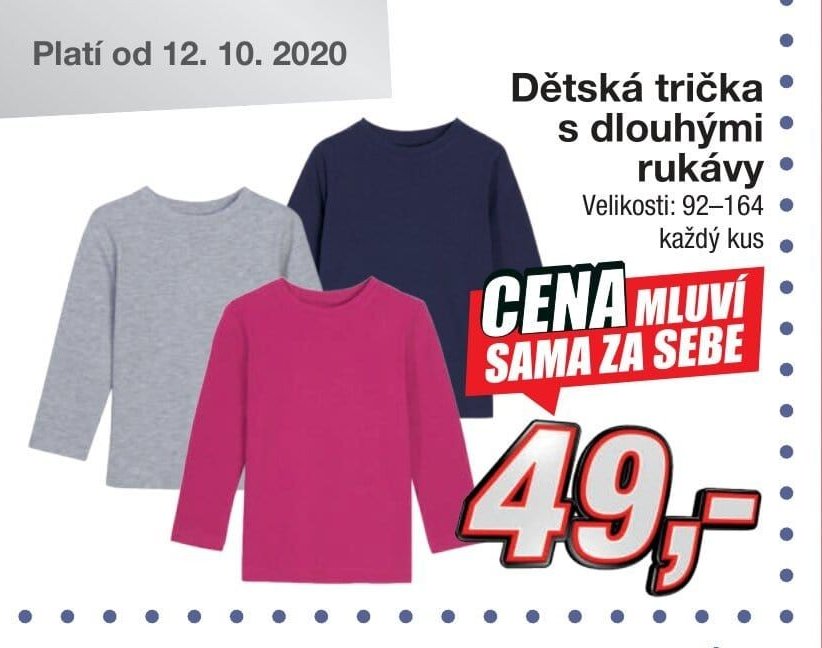 Dětská trička s dlouhými rukávy