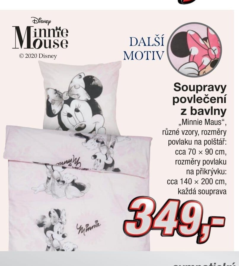 Soupravy povlečení z bavlny Minnie Maus