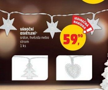 Vánoční osvětlení srdce, hvězda nebo strom