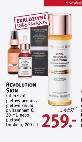 REVOLUTION SKIN intenzivní pleťový peeling, pleťové sérum s vitaminem C, 30 ml, nebo pleťové tonikum, 200 ml