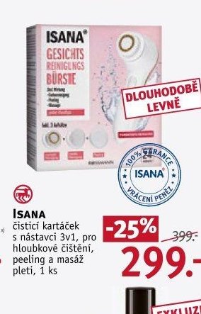 ISANA čistící kartáček s nástavci 3v1, pro hloubkové čištění, peeling a masáž pleti, 1 ks