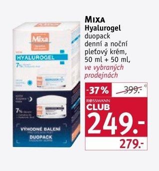 MIXA Hyalurogel duopack denní a noční pleťový krém, 50 ml + 50 ml
