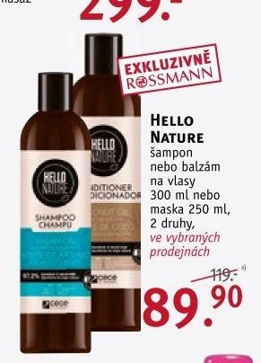 HELLO NATURE šampon nebo balzám na vlasy 300 ml nebo maska 250 ml