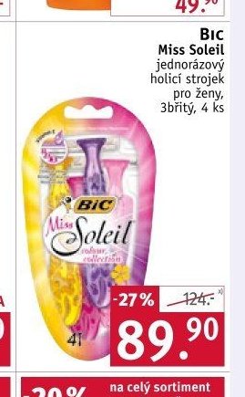 Bic Miss Soleil jednorázový holicí strojek pro ženy, 3břitý, 4 ks