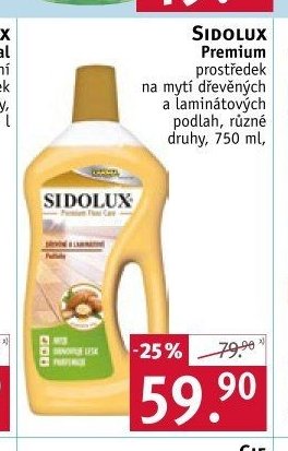 SIDOLUX Premium prostředek na mytí dřevěných a laminátových podlah, různé druhy, 750 ml