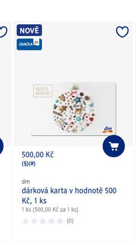 dm dárková karta v hodnotě 500 Kč, 1 ks