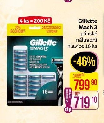 Gillette Mach 3 pánské náhradní hlavice 16 ks