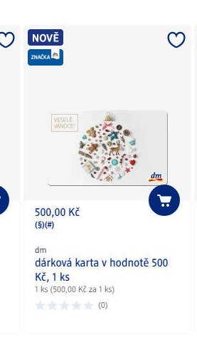 dm dárková karta v hodnotě 500 Kč, 1 ks