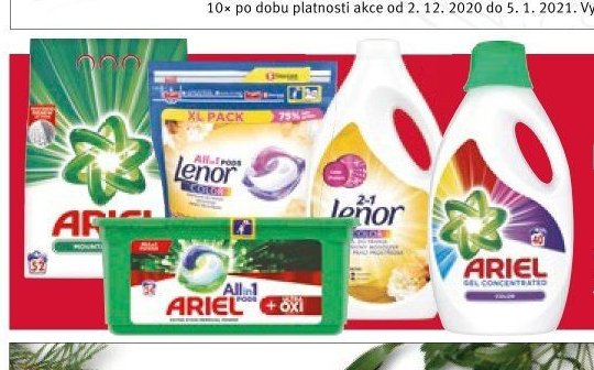 Prací prostředky Ariel a Lenor