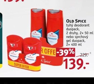 Old Spice tuhý deodorant duopack, 2 druhy, 2x 50 ml nebo sprchový gel duopack, 2x 400 ml