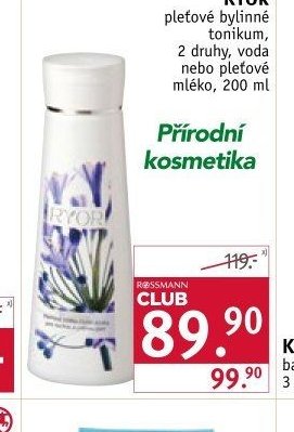 RYOR pleťové bylinné tonikum, voda nebo pleťové mléko