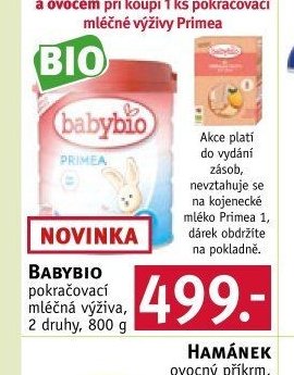 BABYBIO pokračovací mléčná výživa, 800 g