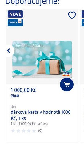 dm dárková karta v hodnotě 1000 Kč
