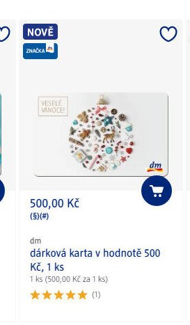 dm dárková karta v hodnotě 500 Kč