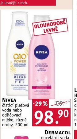Nivea čistící pleťová voda nebo odličovací mléko