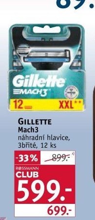 Gillette Mach3 náhradní hlavice, 12 ks