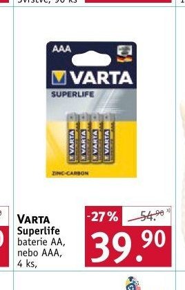 VARTA Superlife baterie AA, nebo AAA, 4 ks