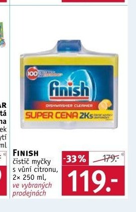FINISH čistič myčky s vůní citronu, 2x 250 ml