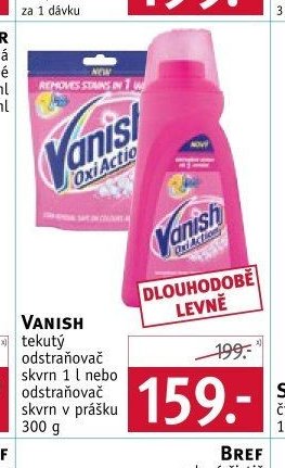 VANISH tekutý odstraňovač skvrn nebo odstraňovač skvrn v prášku