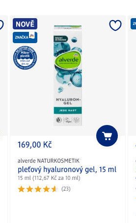 alverde NATURKOSMETIK pleťový hyaluronový gel, 15 ml