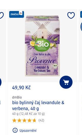 dmBio bio bylinný čaj levandule & verbena, 40 g