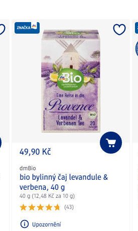 dmBio bio bylinný čaj levandule & verbena, 40 g