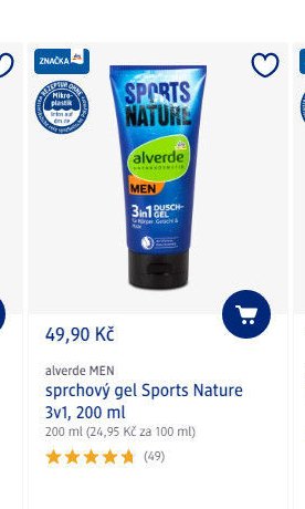 alverde MEN sprchový gel Sports Nature 3v1, 200 ml