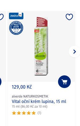 alverde NATURKOSMETIK Vital oční krém lupina, 15 ml