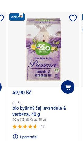 dmBio bio bylinný čaj levandule & verbena, 40 g