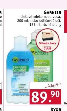 Garnier pleťové mléko nebo voda