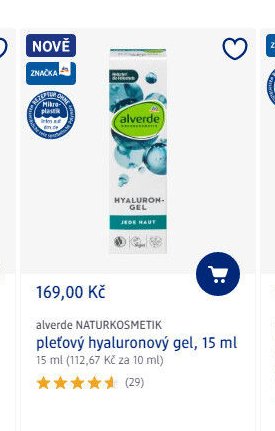 alverde NATURKOSMETIK pleťový hyaluronový gel, 15 ml