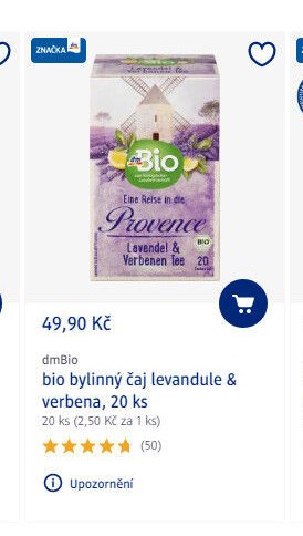 dmBio bio bylinný čaj levandule & verbena, 20 ks