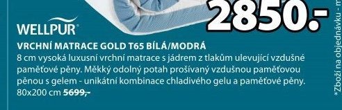VRCHNÍ MATRACE GOLD T65 BÍLÁ/MODRÁ