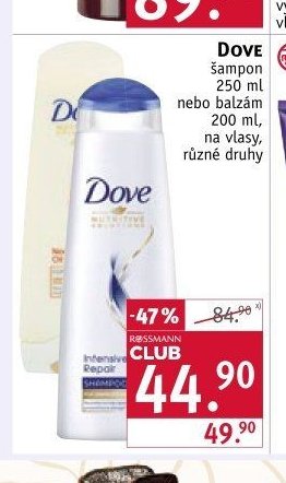 Dove šampon 250 ml nebo balzám 200 ml