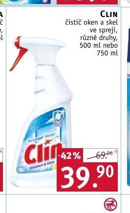 CLIN čistič oken a skel ve spreji, různé druhy, 500 ml nebo 750 ml