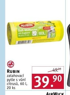 RUBIN zatahovací pytle s vůní citrusů, 60 l, 20 ks