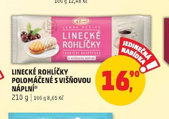 LINECKÉ ROHLÍČKY POLOMÁČENÉ S VIŠŇOVOU NÁPLNÍ