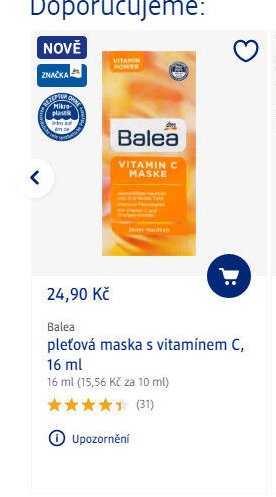 Balea pleťová maska s vitamínem C
