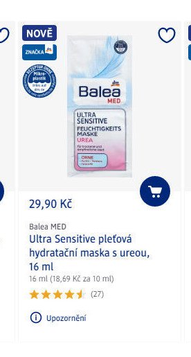 Balea MED Ultra Sensitive pleťová hydratační maska s ureou