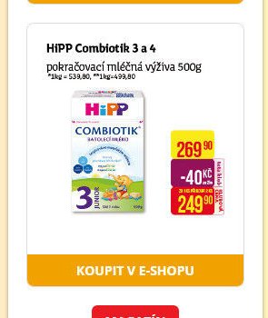 HiPP Combiotik 3 a 4 pokračovací mléčná výživa 500g