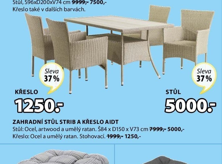 ZAHRADNÍ STŮL STRIB A KŘESLO AIDT
