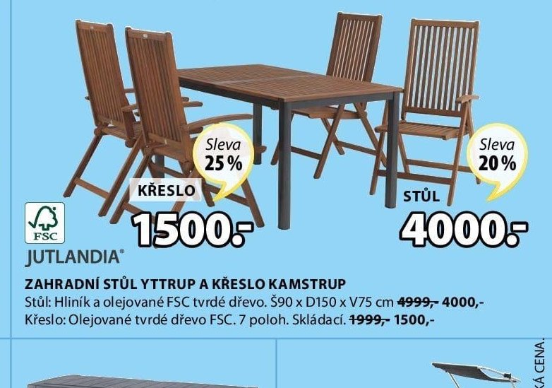 ZAHRADNÍ STŮL YTTRUP A KŘESLO KAMSTRUP